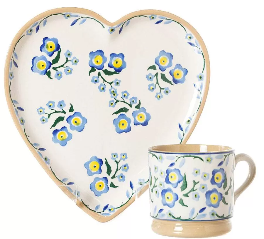 Wedding Gifts<Nicholas Mosse Medium Heart Plate And Small Mug Forget Me Not