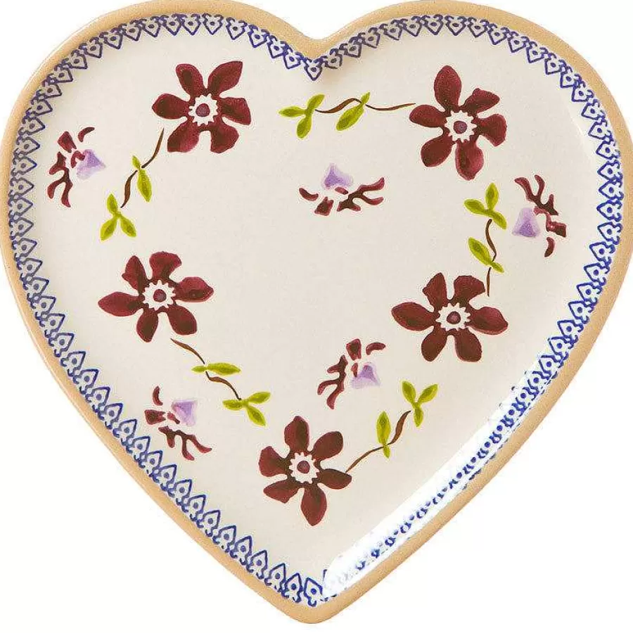 Plates<Nicholas Mosse Medium Heart Plate Clematis