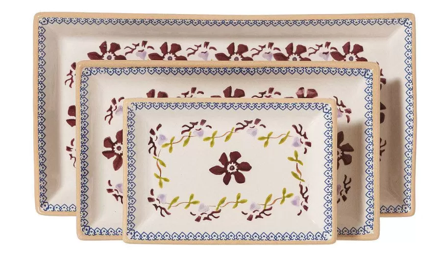 Plates<Nicholas Mosse Nest Of 3 Rectangle Dishes Clematis