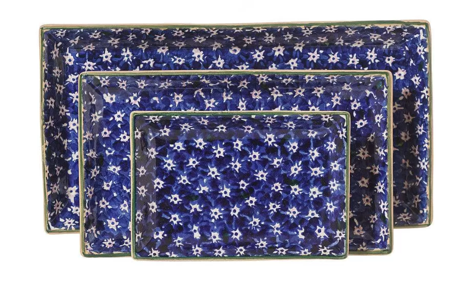 Special Event Gifts<Nicholas Mosse Nest Of 3 Rectangle Dishes Lawn Dark Blue