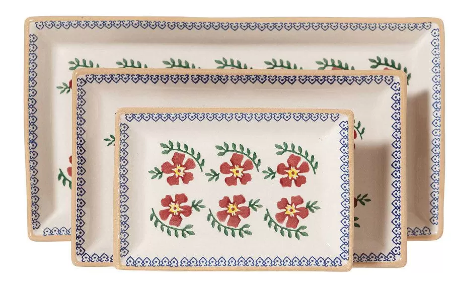 Plates<Nicholas Mosse Nest Of 3 Rectangle Dishes Old Rose