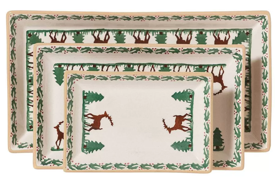 Plates<Nicholas Mosse Nest Of 3 Rectangle Dishes Reindeer