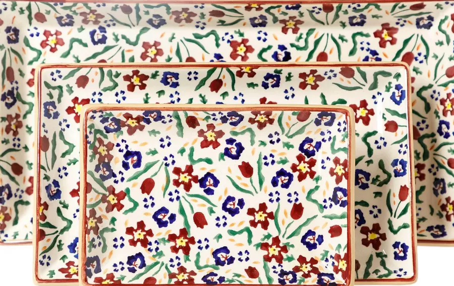 Plates<Nicholas Mosse Nest Of 3 Rectangle Dishes Wild Flower Meadow