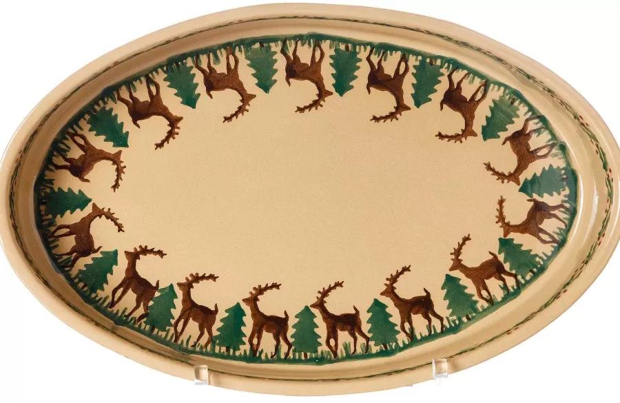 Oven Friendly Dishes<Nicholas Mosse Small Oval Oven Dish Reindeer