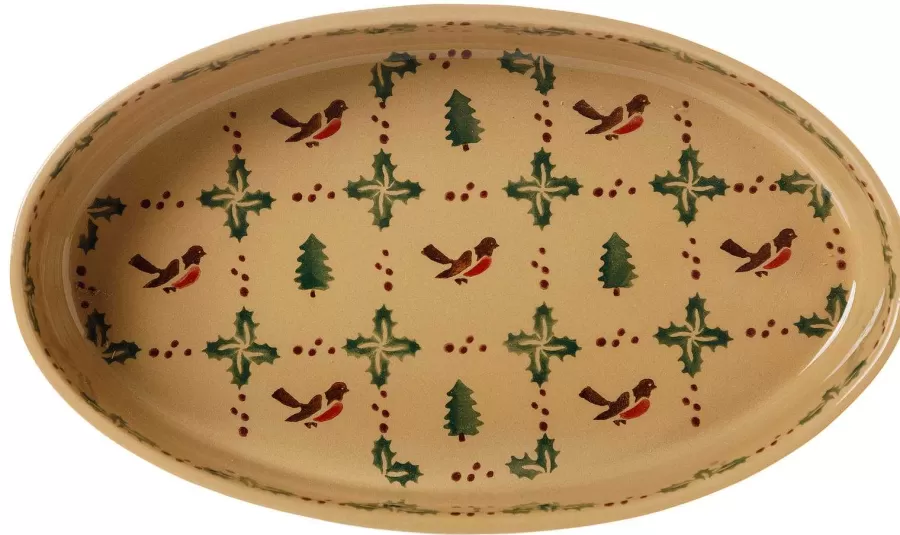 Oven Friendly Dishes<Nicholas Mosse Small Oval Oven Dish Winter Robin