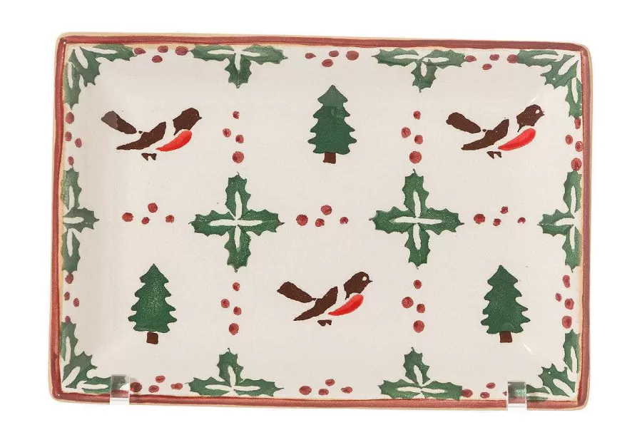 Plates<Nicholas Mosse Small Rectangle Plate Winter Robin